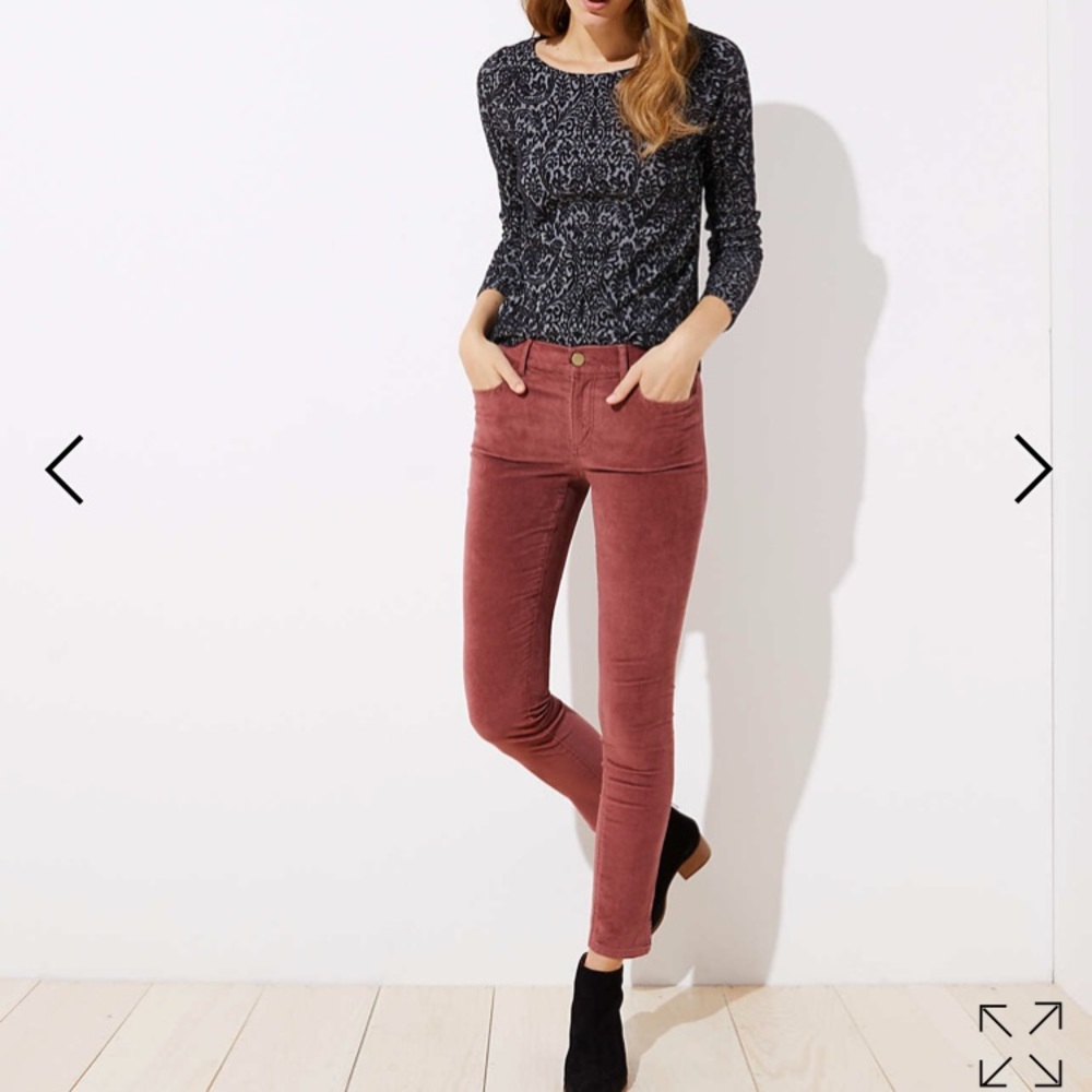 Loft Modern Velvet Slit Skinny Jeans